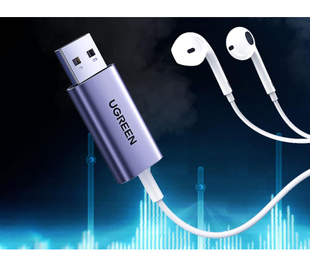 UGREEN Adapter Audio CM383 USB do mini jack 35mm AUX szary - 1488898 - zdjęcie 3